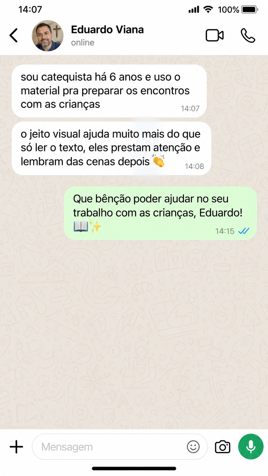Depoimento de Eduardo Viana no WhatsApp